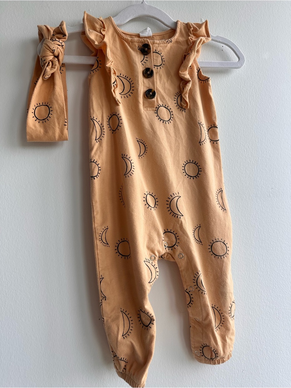 12M Sun Ruffle Baby Romper with Headband